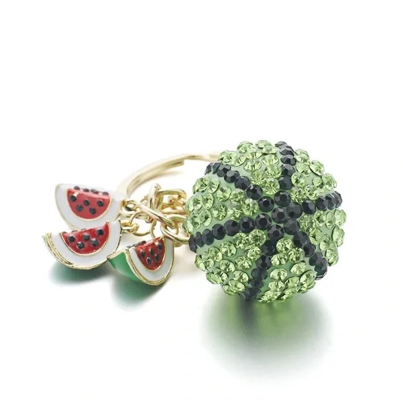Crystal Watermelon & Watermelon Slice Charms Keychain - Picture 6 of 14
